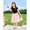 Summer Girls Princess Dress Unique Short Sleeve Sweet Skirt For Big Kids