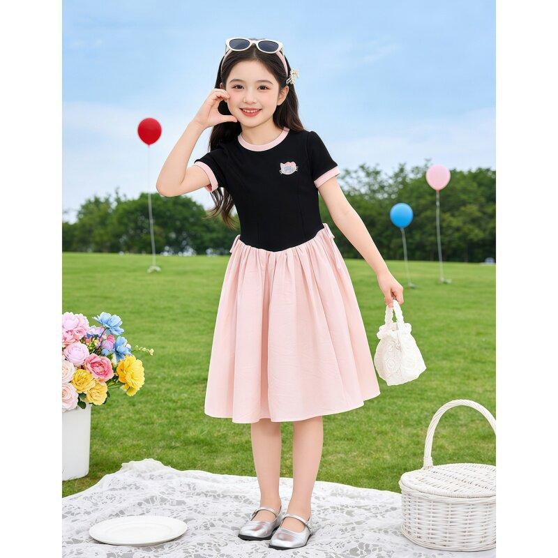 Summer Girls Princess Dress Unique Short Sleeve Sweet Skirt For Big Kids