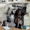 1PC Custom Name Horses Chess Game Flannel Blankets Patterns Throw Blanket All-Season Soft Gift for Couch, Bed, Camping Gifts