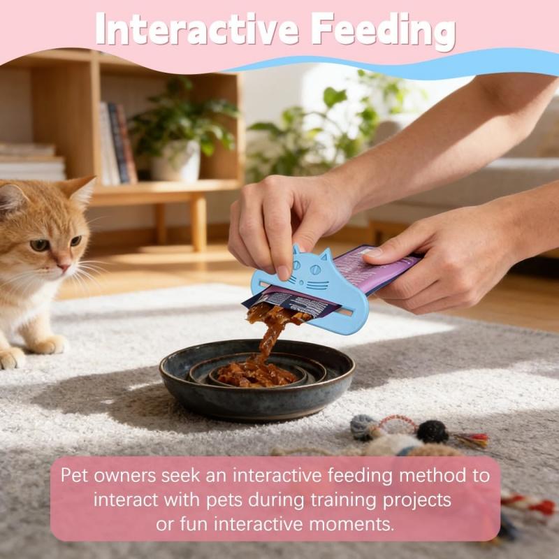 2Pcs Cat Face Style Pet Food Squeezer Cat Treat Paste Tube Dispenser Tool Wet Food Pouch Squeezer For Cat Dog Pet Snack Feeding