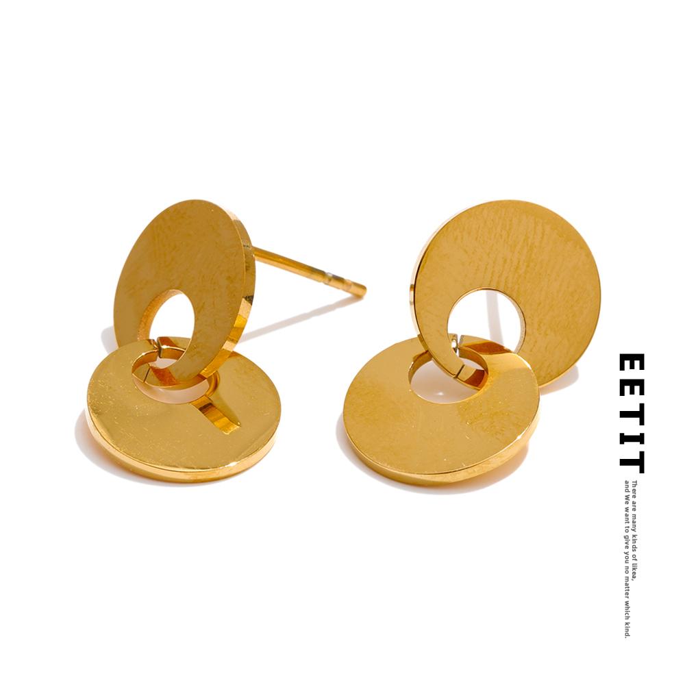 Eetit Glossy Stainless Steel Round Drop Dangle Earrings 18K Golden Plated Minimalist Daily  Versatile Jewelry Wholesale