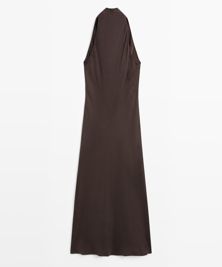 Masimodutti Drape Neckline Long Dress