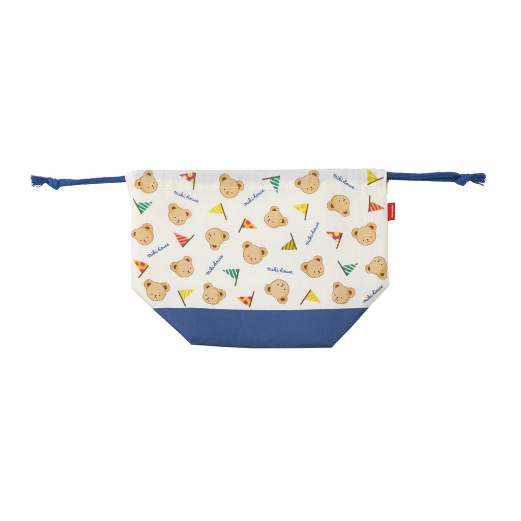 MIKI HOUSE Lunch Bento Drawstring Bear Made in for Boys and Navy Bag, Bag, Bag, Design, Japan, Girls, Baby, Kids, Kindergarten, Nursery, Children's
