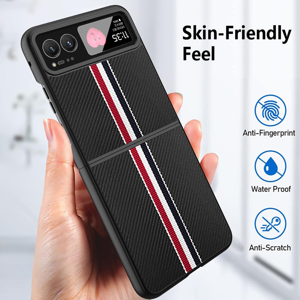 For Motorola Razr 40 5G Phone Case Colorful Stripes Pattern with Rear Screen Film