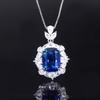 Jewelry Simulation Blue Glass Pendant Ring Handmade Diamond Set Main Stone 12 * 16