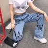 Summer Vintage Jeans Woman Long Trousers Cowboy Female Loose Streetwear Butterfly Print Pants