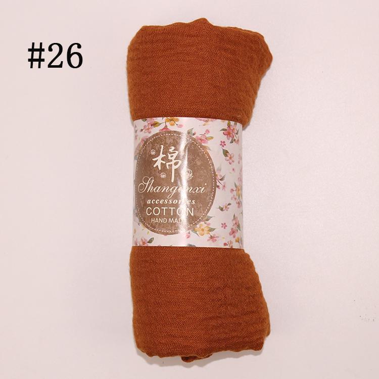 Muslim Women Solid Color Scarf Shawl Cotton Crinkle Hijab