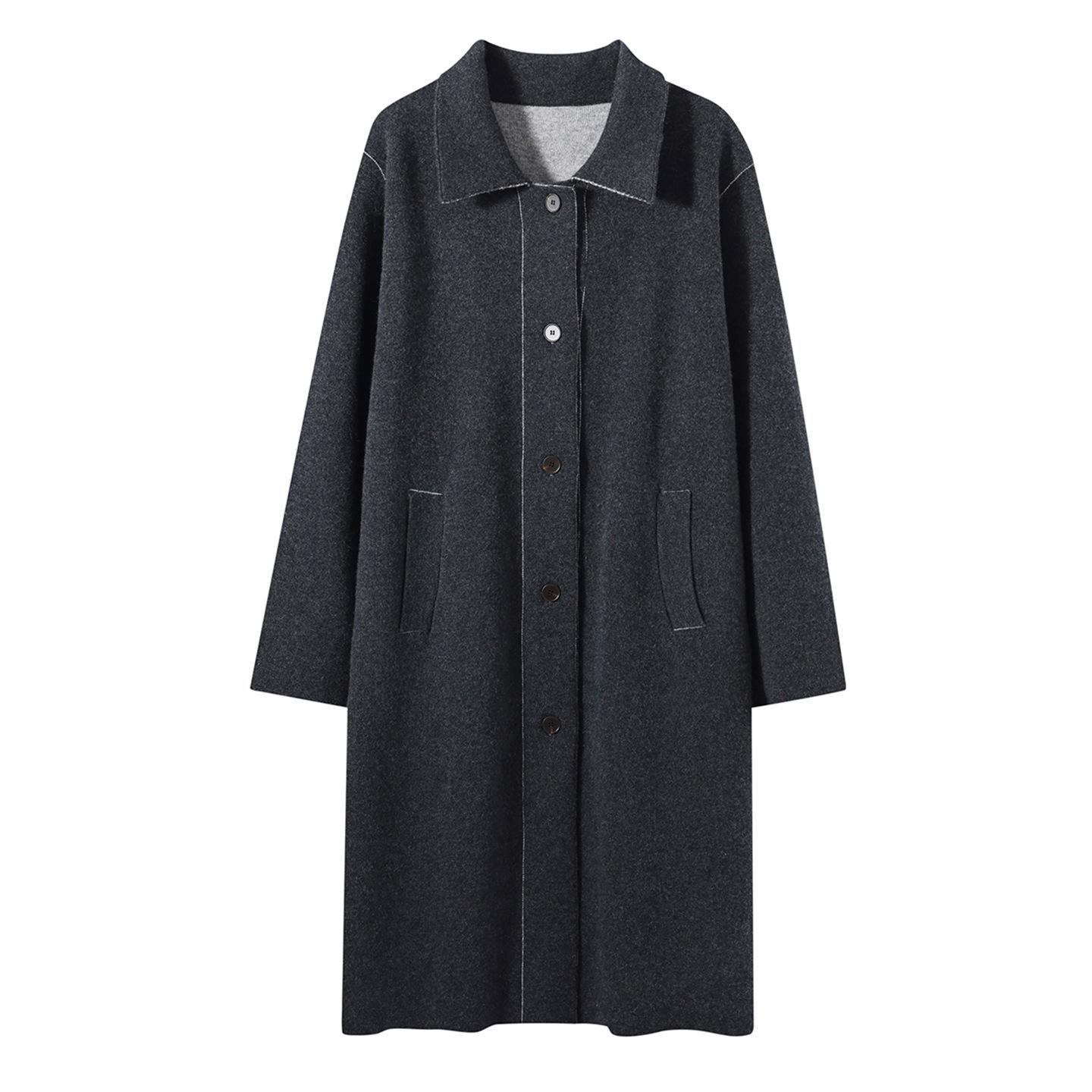 

Red Women s Cashmere Air Layer Mid-Length Winter Coat One Size