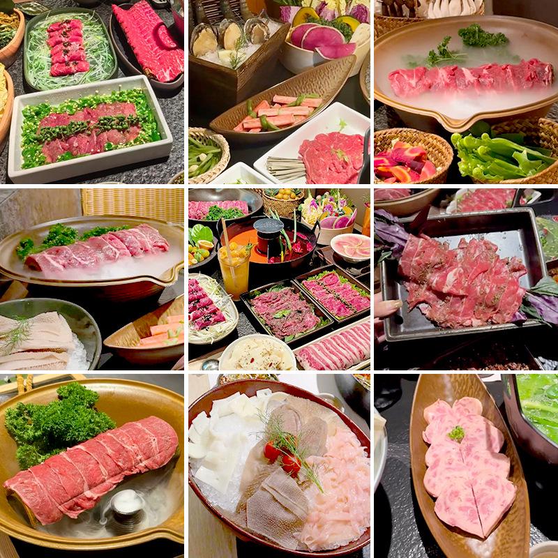 Melamine Plate for Gourmet Hot Pot, Barbecue & Shrimp: Mountain & Field Design