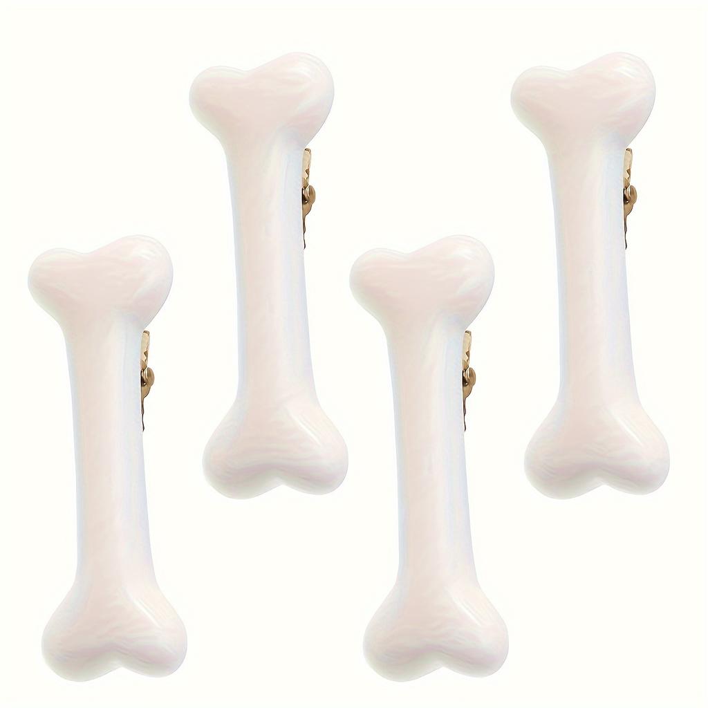 White Punk Bloody Lolita Bone Hair Clips | Resin Font-Shaped Cartoon Hair Accessories for Halloween, Y2K Style