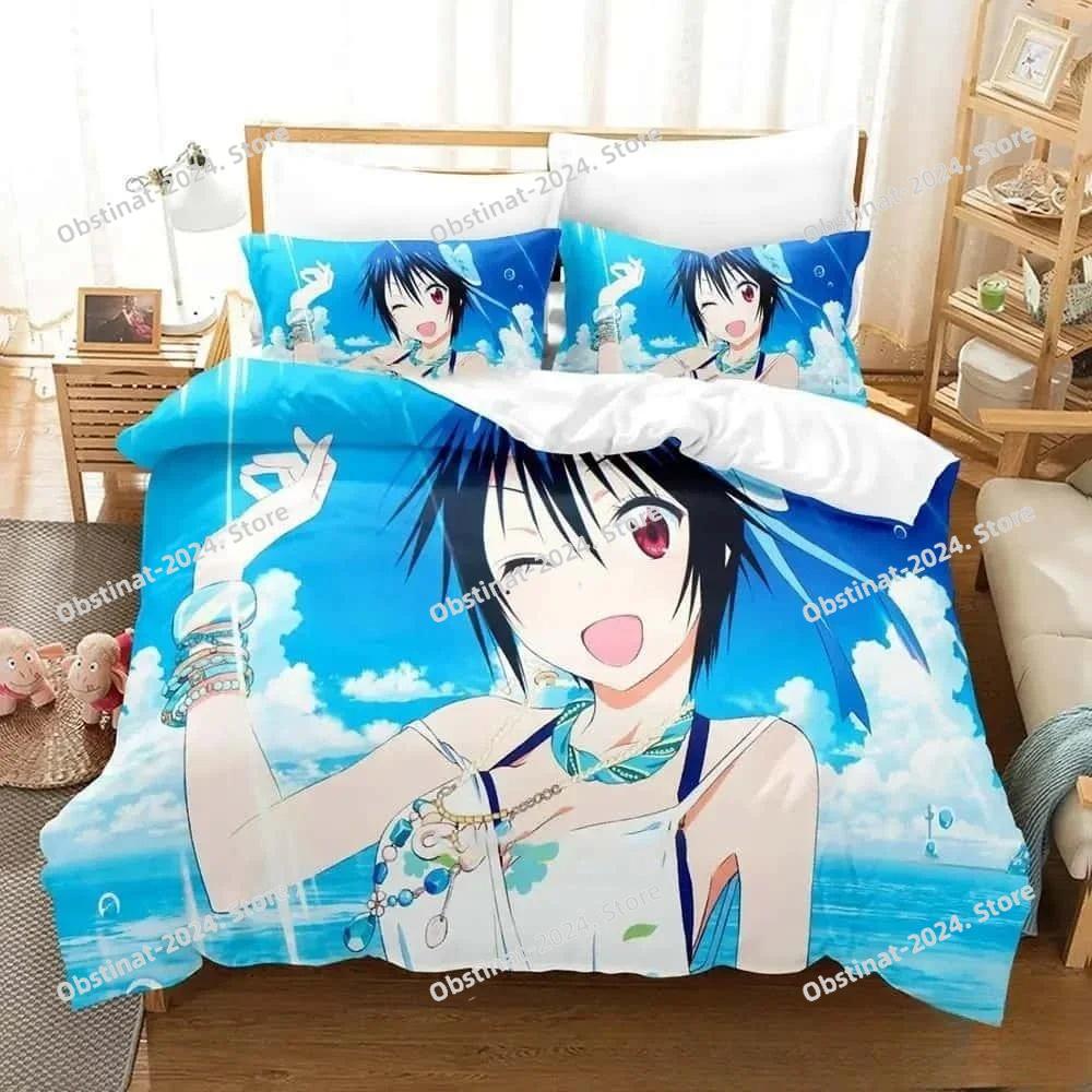 3D Anime Nisekoi False Love Bedding Set Printed Bed Set Duvet Cover Sheet Pillowcase Bed Soft Quilt Cover Full Queen King Size