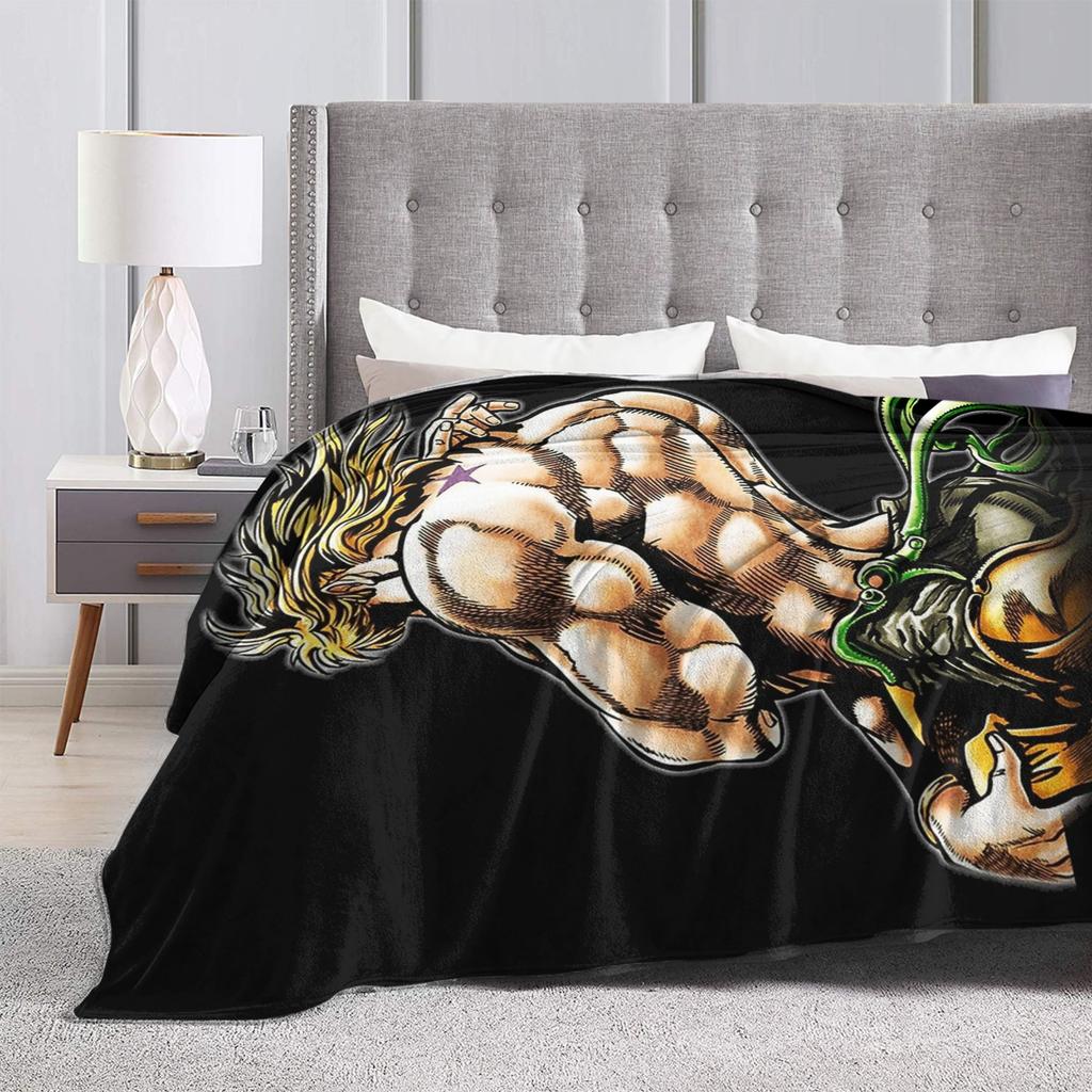 Jojos Bizarre Adventure Mächtiger Stand-Nutzer Decke Flanell Frühling Herbst Warme Überwurfdecke für Bett Sofa Teppichstück