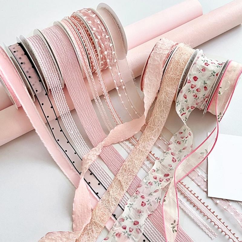 Flower Bouquet Decorative Ribbon Girly Style Series Bowknot Crafting Ribbon Handmade Gift Wrapping Binding Streamers