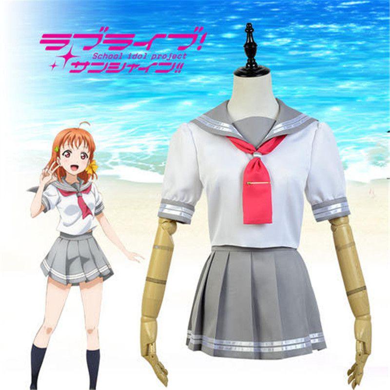 Love Live Sunshine Aqours Takami Chika Uniform Sailor Suit Cosplay Costume Skirt For Anime Fans