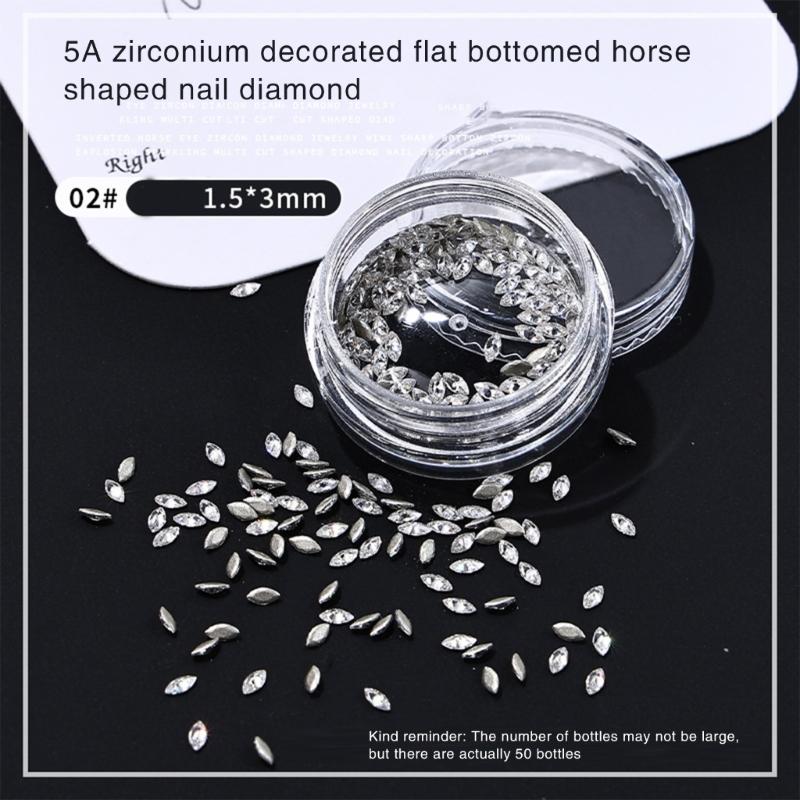 50Pcs Flatback Nail Rhinestones Mini Diamond Nail Charms 3D Crystal Gems Jewelry DIY Manicure Nail Decoration Part