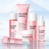 6-Piece Sakura Collagen Hydrating Travel Set - Cleanser, Toner, Lotion, Serum, Cream, Eye Cream for Smooth & Plump Skin