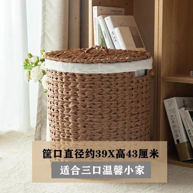 For Large Rattan Woven Laundry Baskets European Dust Cover Clothing Storage MultiFunction Children's Organizer