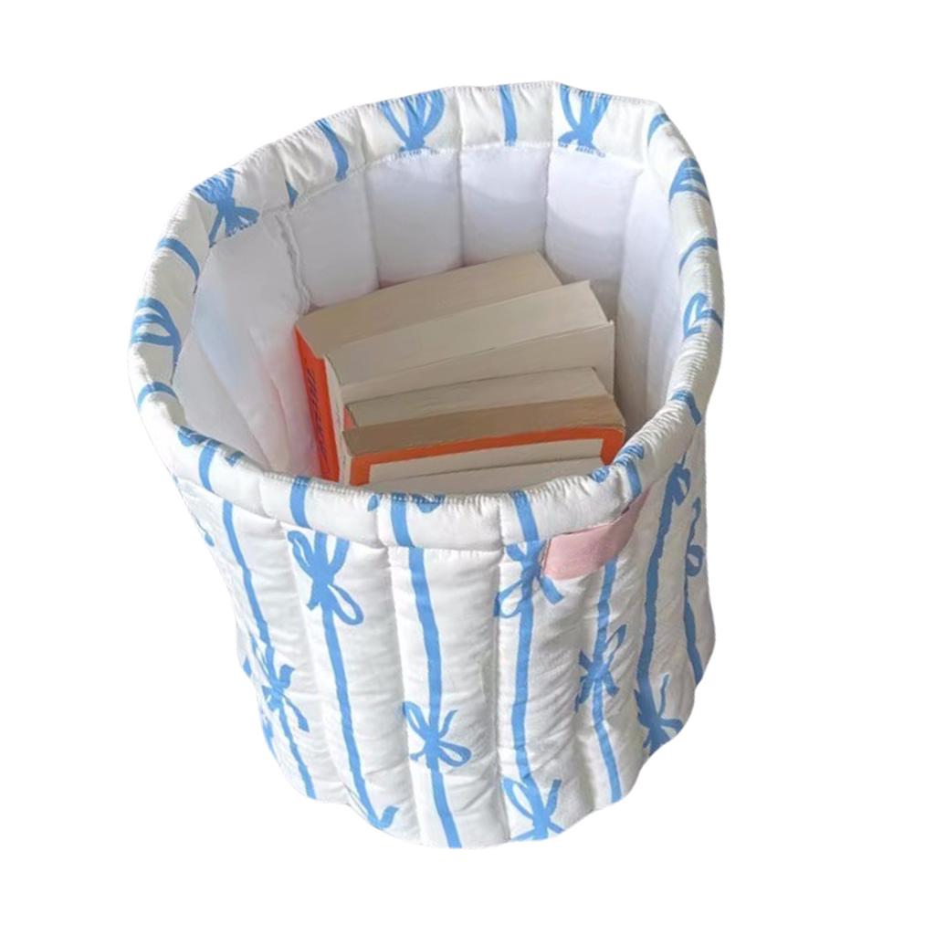 Panier de Rangement Rond Matelassé Pratique avec Élégants Motifs de Nœuds Papillon Pratique pour l'Organisation de la Chambre ou de la Salle de Bain