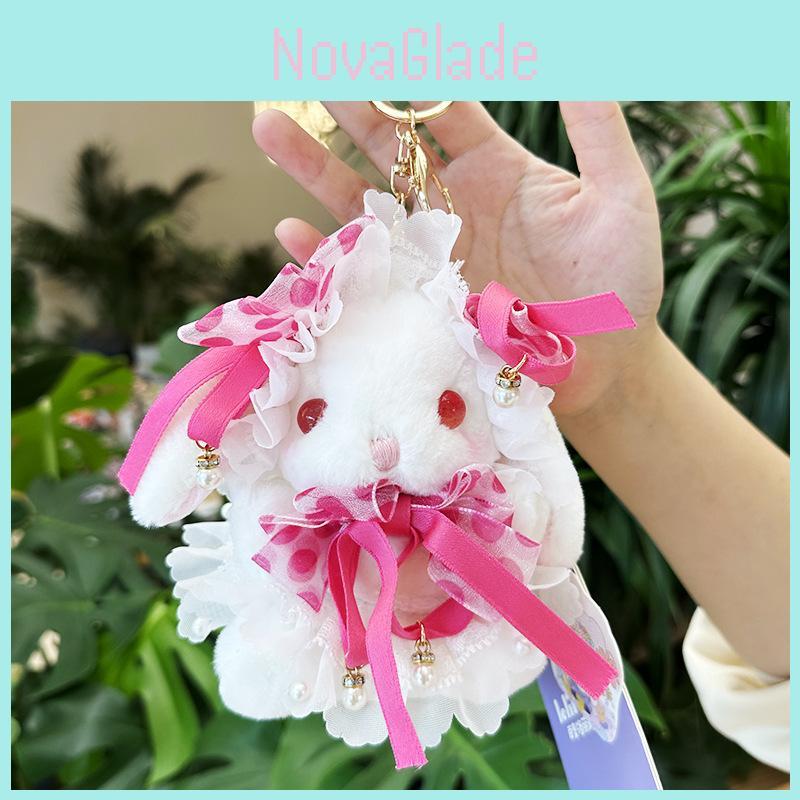 Adorable Lolita Rabbit Plushie Doll Soft Pp Cotton Stuffed Animal Girl Gift Ornament 14cm
