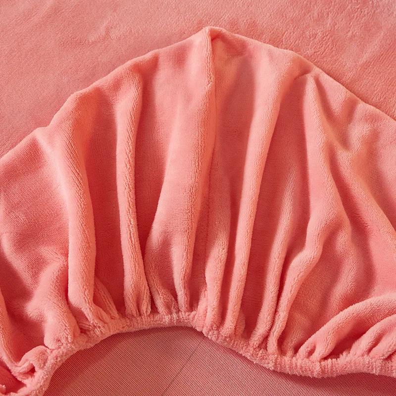 Bedding Set Thicken Velvet Bed Cover Elastic Bed Sheets Set Mattress Cover Winter Milk Velvet Sleeping Mattress Topper