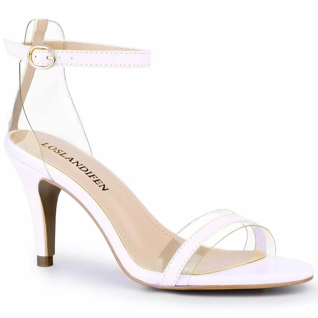 

Sexy PVC Clear Open Toes High Heels Sandal Patent 9cm Summer Sexy Party Women Pumps Red Wedding Shoes 42 білий
