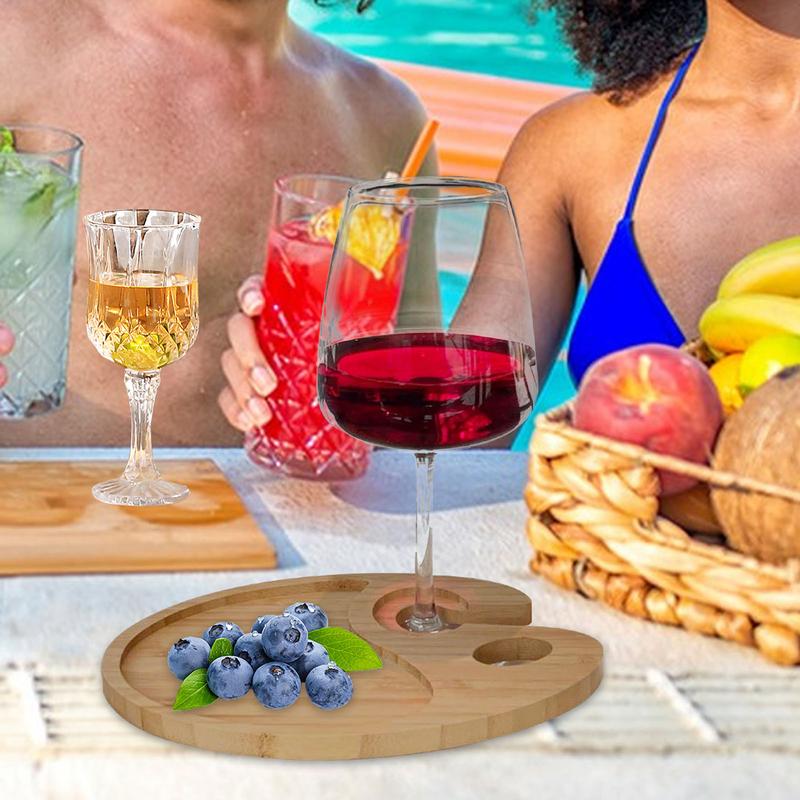 Appetizer Plates Wine Glass Holder Cocktail Charcuterie Plates Wine Glass Topper Wooden Serving Tray Small Cheese Board forParty