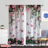 Set Of 2 Flat Printing Curtains Butterfly Pink Rose Versatile Durable Polyester Without Electricity Party Decorations Curtain