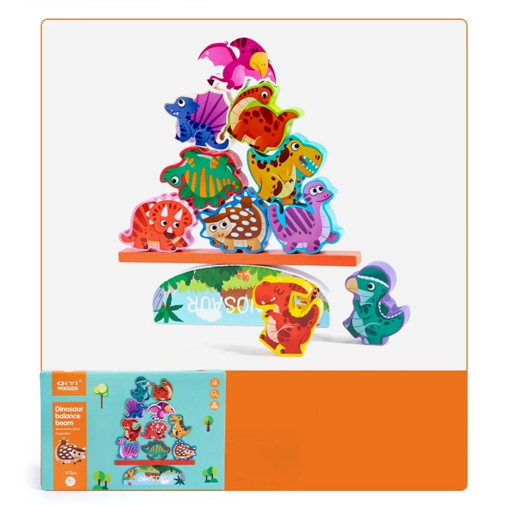 Wooden Stacking Animal Dinosaurs Building Blocks Toys Kids Educational Balance Toys Parent-child Interactive Tabletop Game