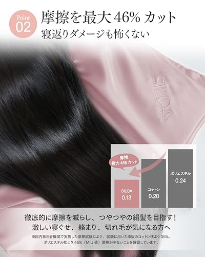 SILQA Large, Loose-Fitting Silk Pillowcase, "Fresh Silk Reduces Friction by 46%" and "Moisturizes 17 Times More," Pink Gold (66 x 47 cm)