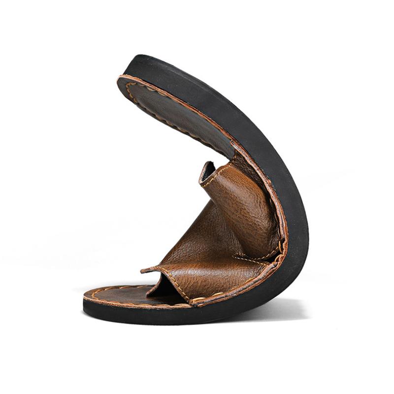 Summer Men's Leather Slippers Casual Beach Sandals Comfortable Non-Slip Mules Sandals for Men