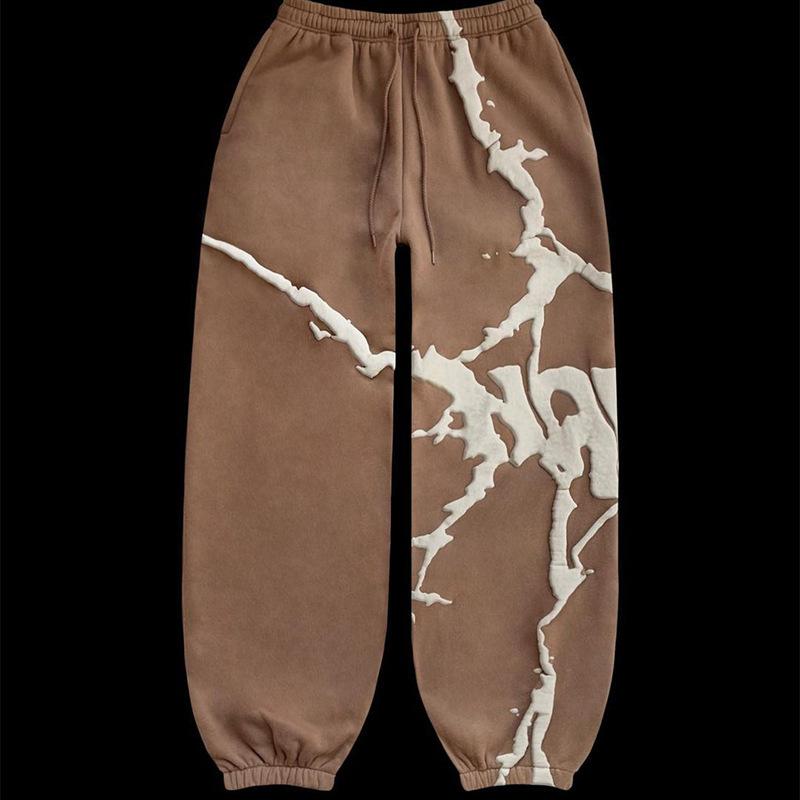 

Европейские и американские повседневные брюки в стиле хип-хоп с принтом «волосы-пузыри» для мужчин и женщин Y2K Street L