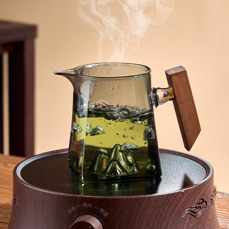 Fair Cup Glas hochwertig verdickt Teeteiler Teefilter eine Tee-See kleines Grün orange Teeglas Teeset Herrenbecher