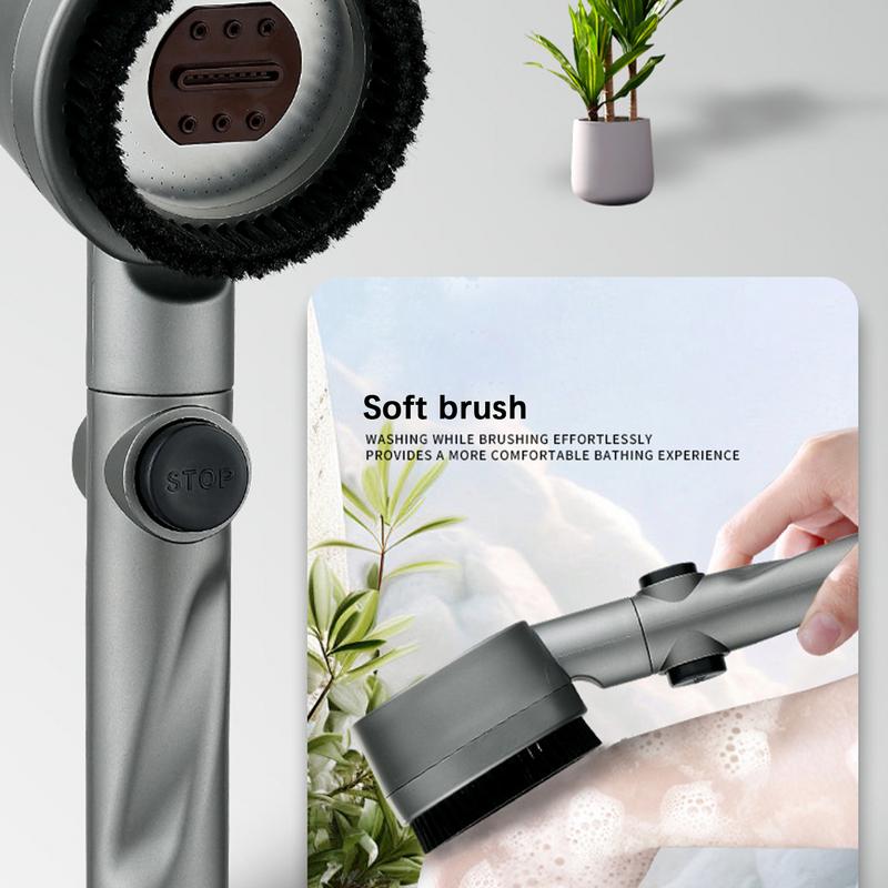 Shower Head with Handheld 5 Spray Modes Powerful Rain Showerhead with Brush Bathroom Rain Showerhead Detachable Heads