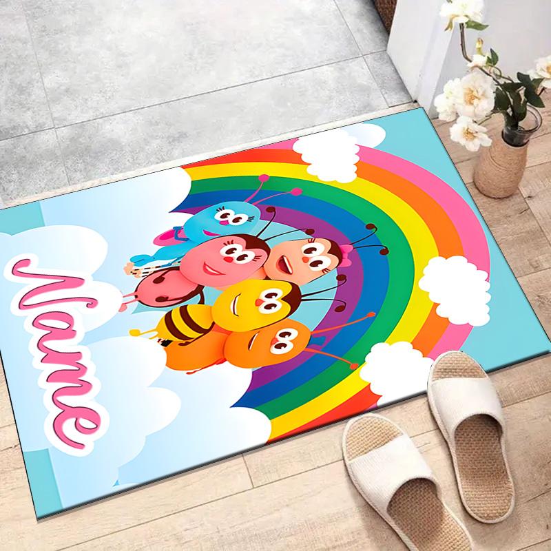 Custom BichiKIDS Mat Personalized Name, Polyester Washable Indoor Entryway Rug, Gift for Christmas, Easter, Thanksgiving Day