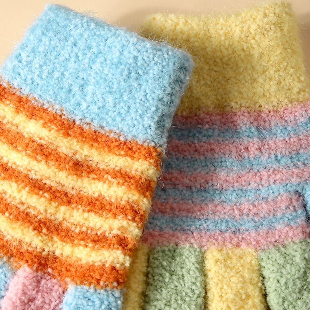 Plush Kids Knitted Gloves Thickened Windproof Gloves Children Full Fingers Gloves  Outdoor Sports