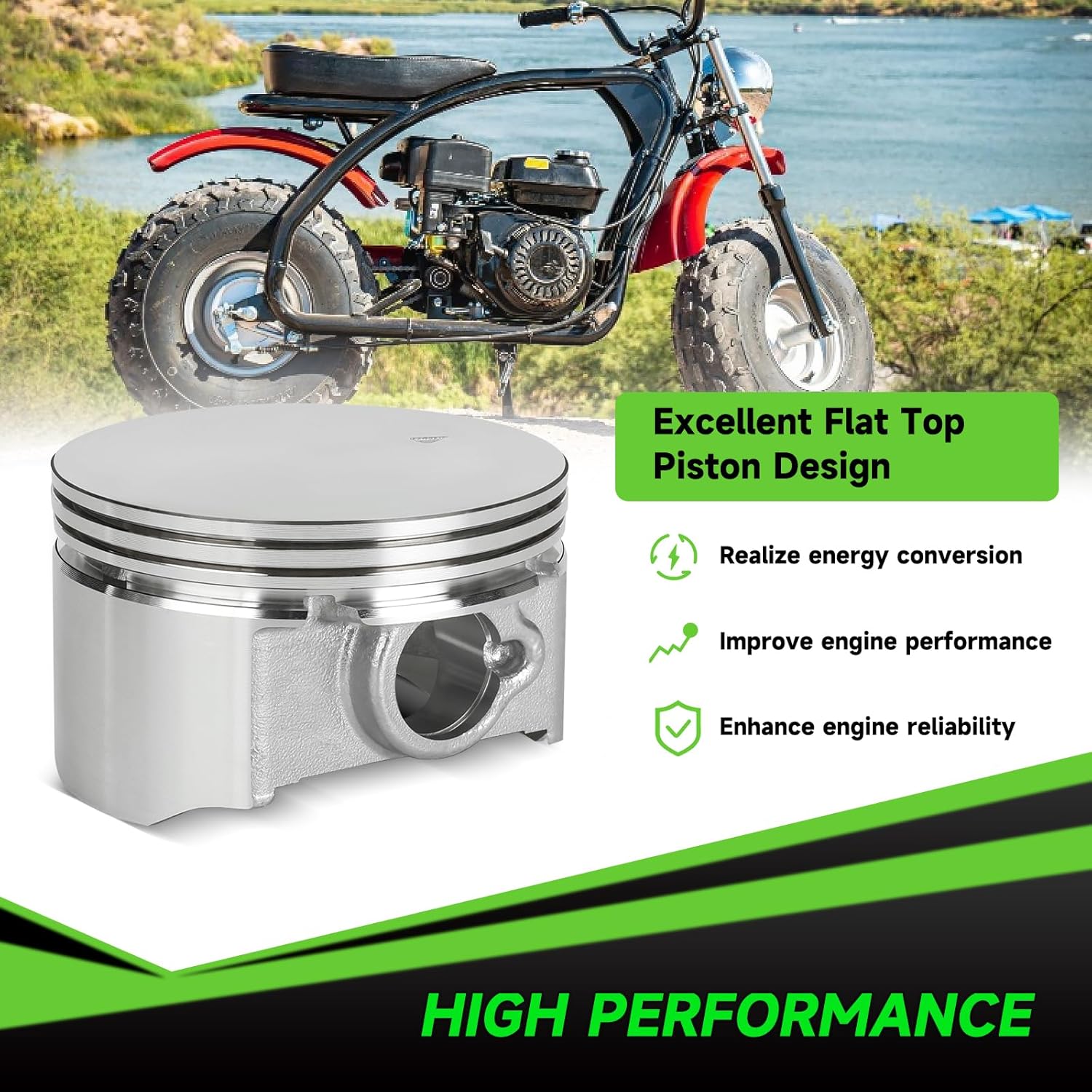 

XlKOBY Racing 70mm Flat Top Piston and .550 Ring Kit Compatible with Predator 212cc 224cc GX160 GX200 6.5HP Engine Mini Bike Go Kart Performance