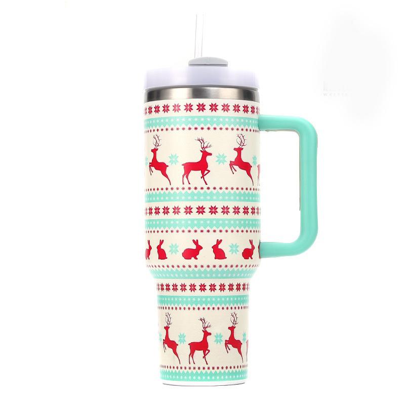 Christmas Stainless Steel Thermos Bottles 40oz Tumbler Cold Hot Drinks Insulated Water Bottle with Straw Car Cup Travel Mug