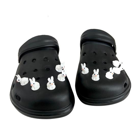 2/3/4/5/6/8/10Pcs White Rabbit Clog Shoe Charm Lightweight DIY Clog Slipper Sandal Plastic Bunny Decoration Kids Adults Shoe Accessories