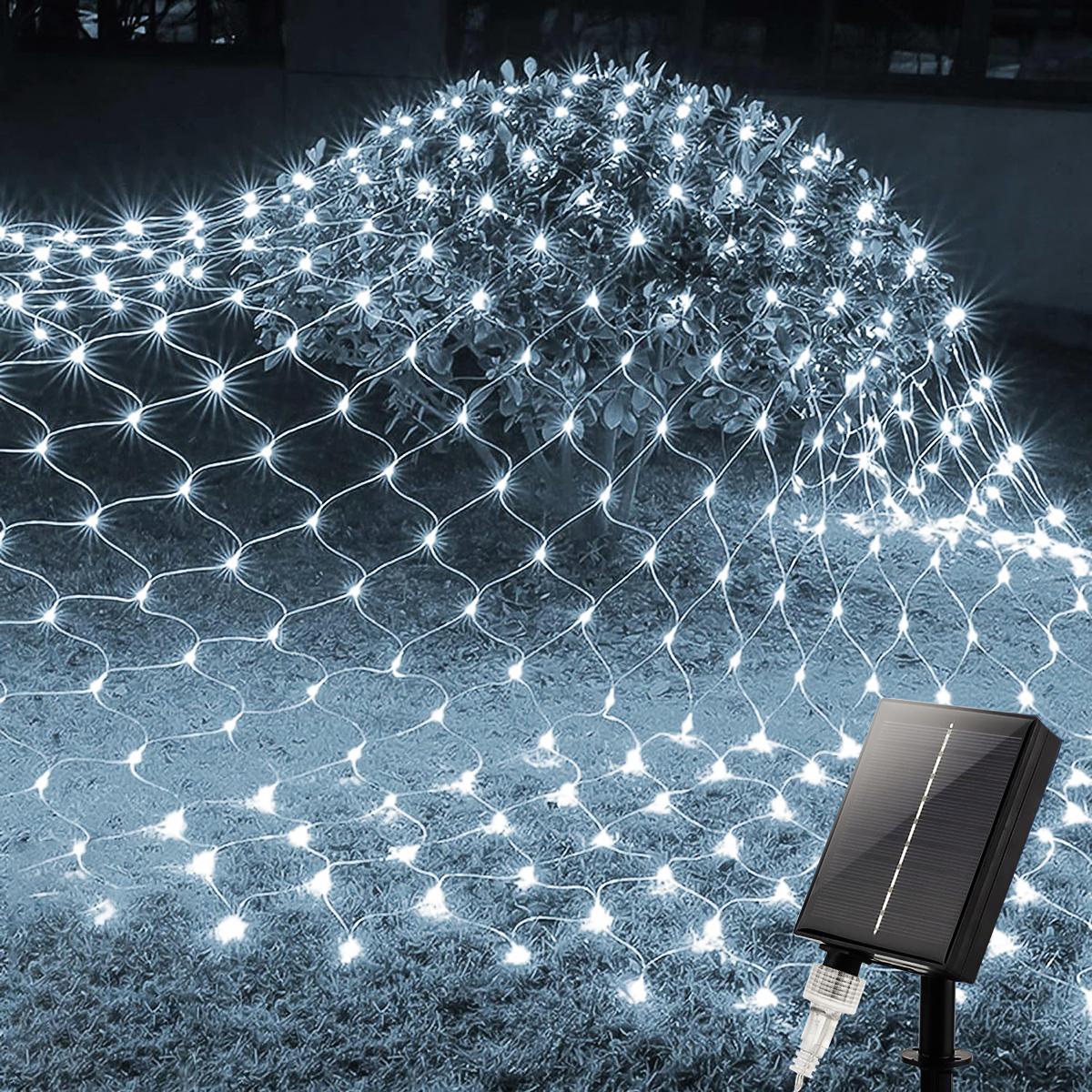 

100/200LED Solar Powered LED Fairy Net Light Waterproof Fishing Mesh Lamp With 8 Lighting Modes for Outdoor Lawn Christmas Light 1.5X1.5M 100LED белый