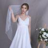Delicate Sheer Bridal Veils with Hand Sewn Pearls Edging Easy to Wear Hair Comb Design For Wedding Ceremony Dressingup