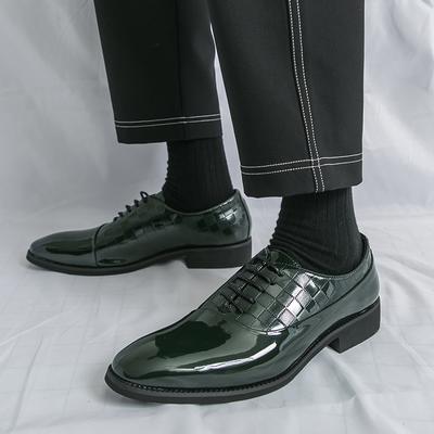 Luxe Spiegel Oxfords Schoenen Voor Heren Groene Mocassins Designer Formele Kleding Schoenen Heren Loafers Puntige Lakleren Schoenen Heren