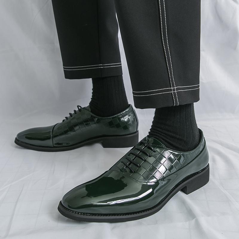 Men Derbys Oxford Green Personality Nightclub Black Leather Formal Business Shoes Men's Tuxedo Wedding Dance Shoes Plus Size