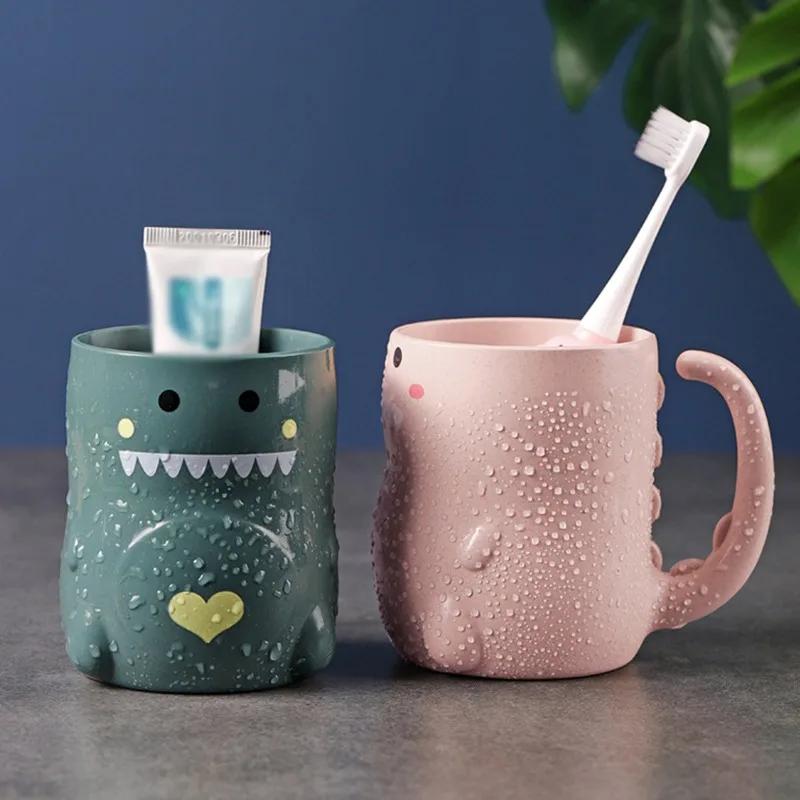 Cute Cartoon Dinosaur Tooth Brushing Mouthwash Cup Couples Cups Environmental Plastic Wash Tooth Mug Bathroom Supplies