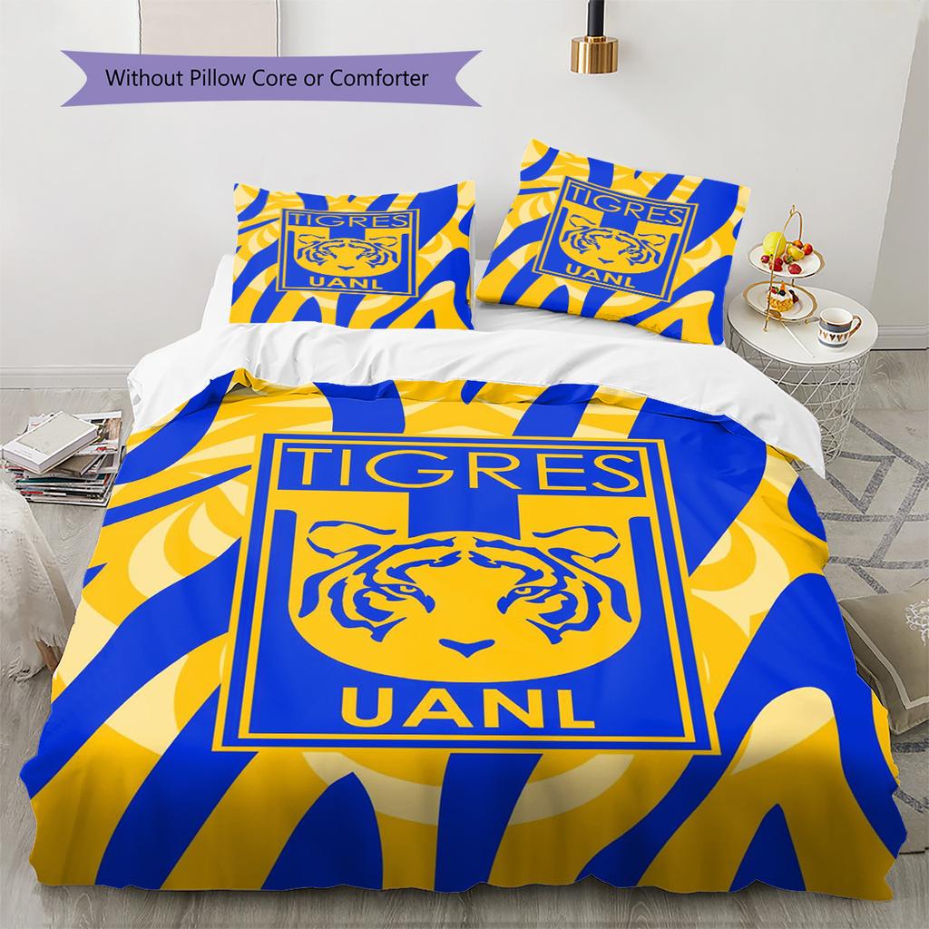 Tigres UANL Muster Bettwäsche-Set Bettbezug Kissenbezug Heimdekoration Geschenk (1 Bettbezug + 2 Kissenbezüge, ohne Füllung)