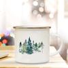 Abenteuer Campingbecher Lagerfeuerbecher mit Waldaufdruck Emaille Campingbecher Outdoor Wohnmobil Kaffee Henkeltasse Camper Beste Geschenke