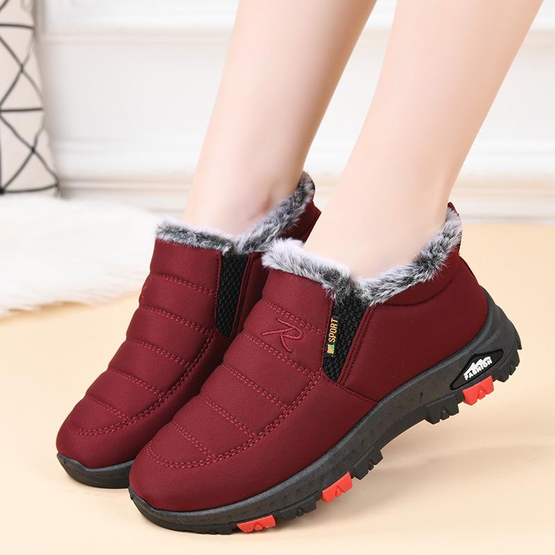Winter Warm Snow Boots for Women Water Resistant Short Ankle Booties Faux Fur Lined Loafer Shoes Women's Comfortable Non-Slip Outdoor Walking Sneakers