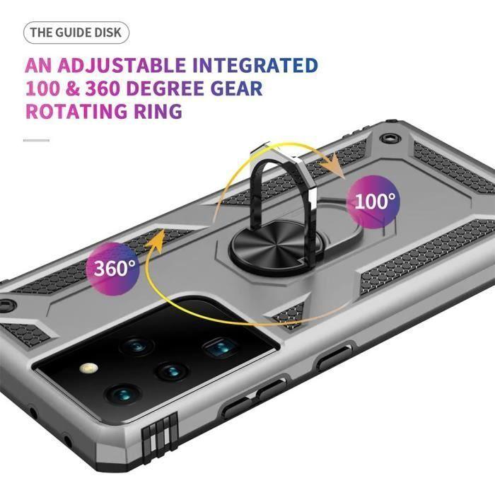 Coque et Verres Trempés - PROSHOP - Samsung S21 Ultra - Argenté - Antichoc - Protection Double Couche