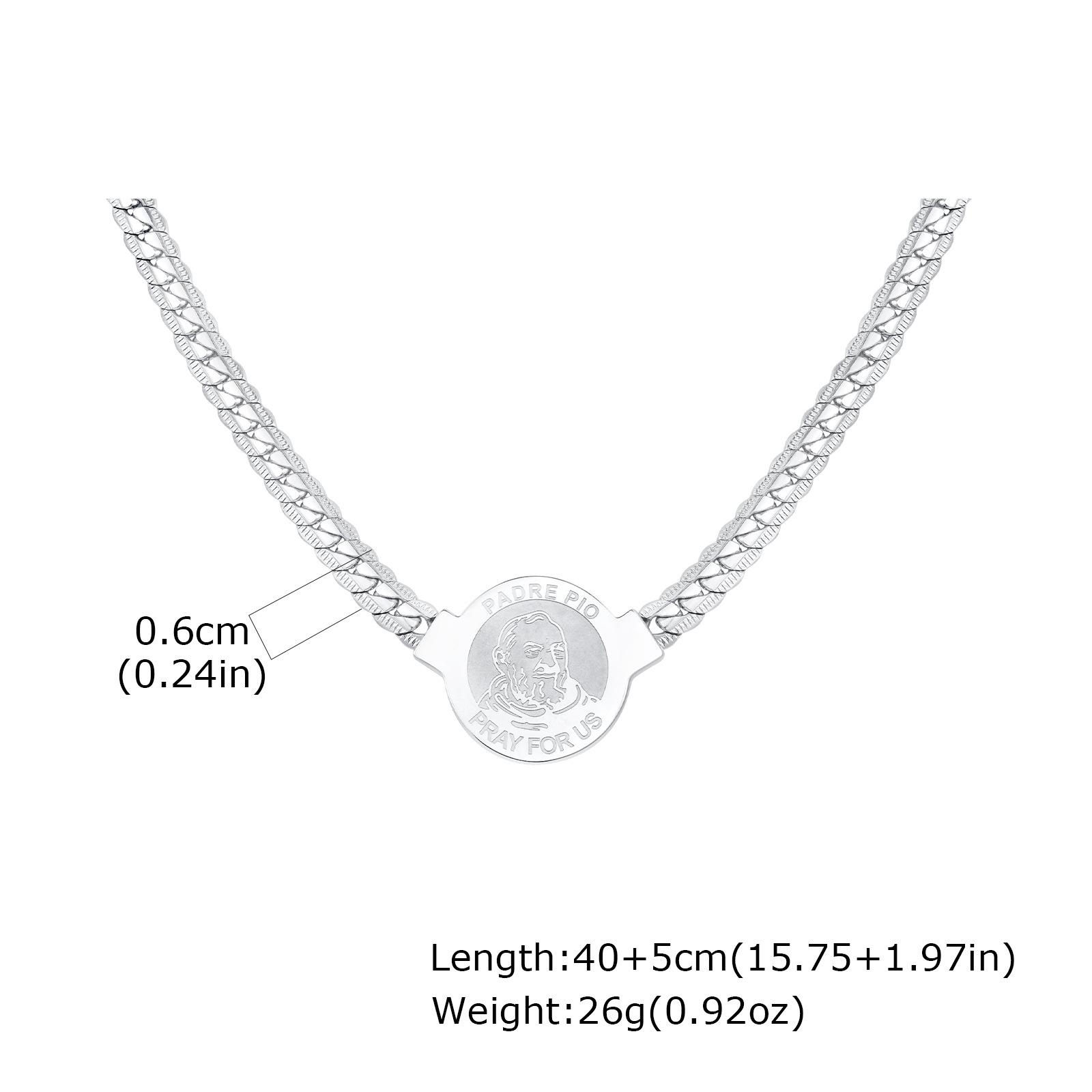 Ladies Vintage Stainless Steel Encrypted Hammer Nk Chain St. Jude Round Necklace, Jewelry Nc-2264
