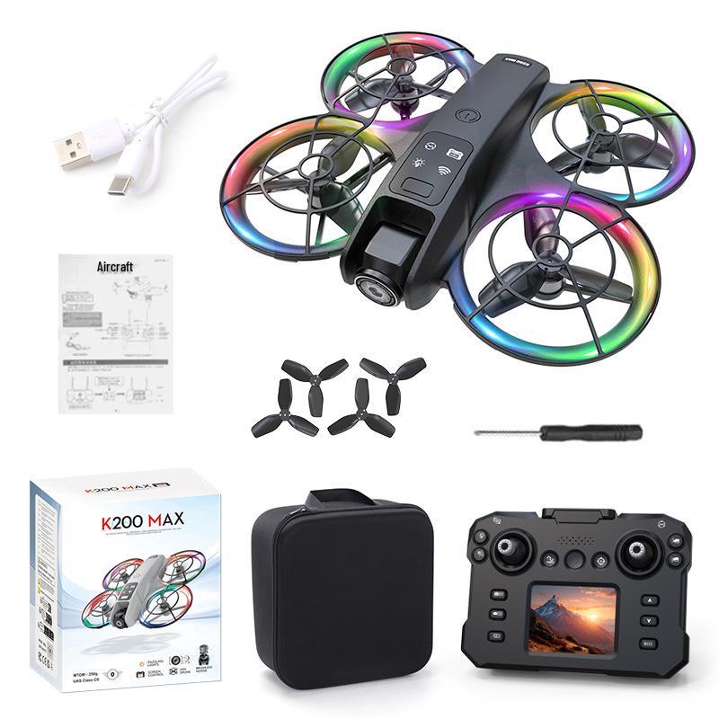 K200 Drone: Brushless, Screen-Integrated, Optical-Flow Positioning, Color Lights, Fully Protected Remote-Controlled Aircraft.