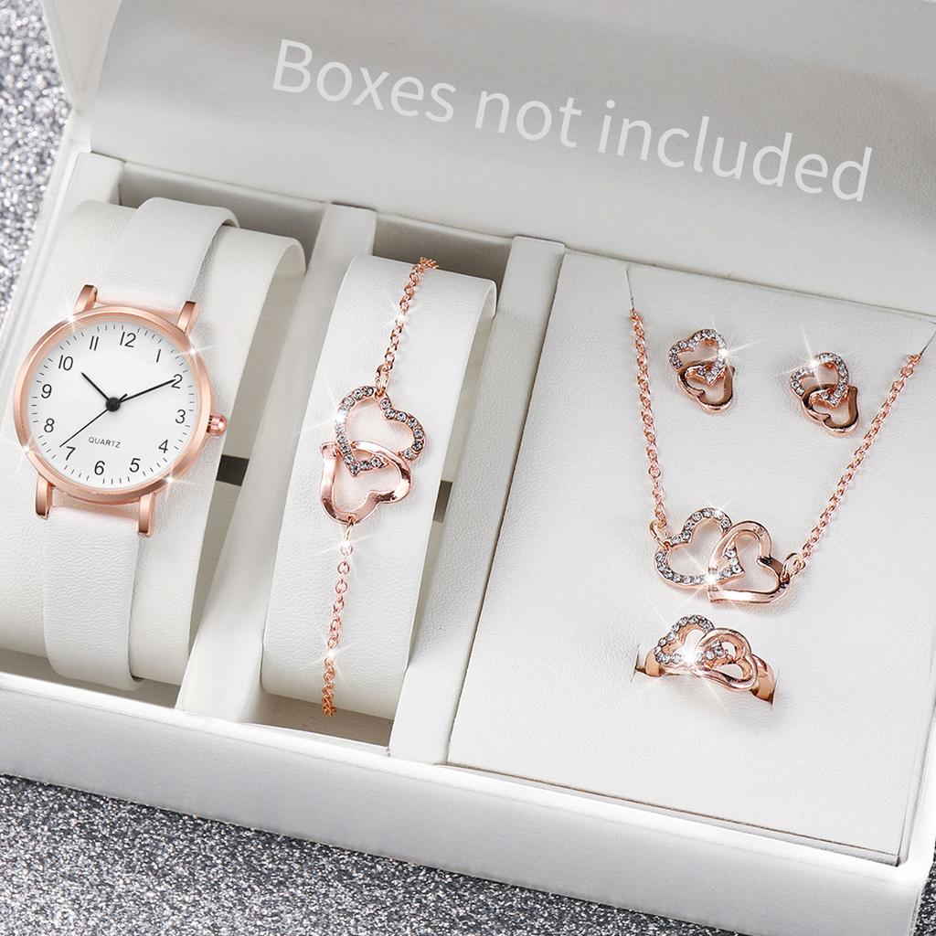 Xiaomi 5/6PCS Fashion Women's Quartz Watch Leather Band Analog Quartz Watches with Diamond Jewelry (Without Box)